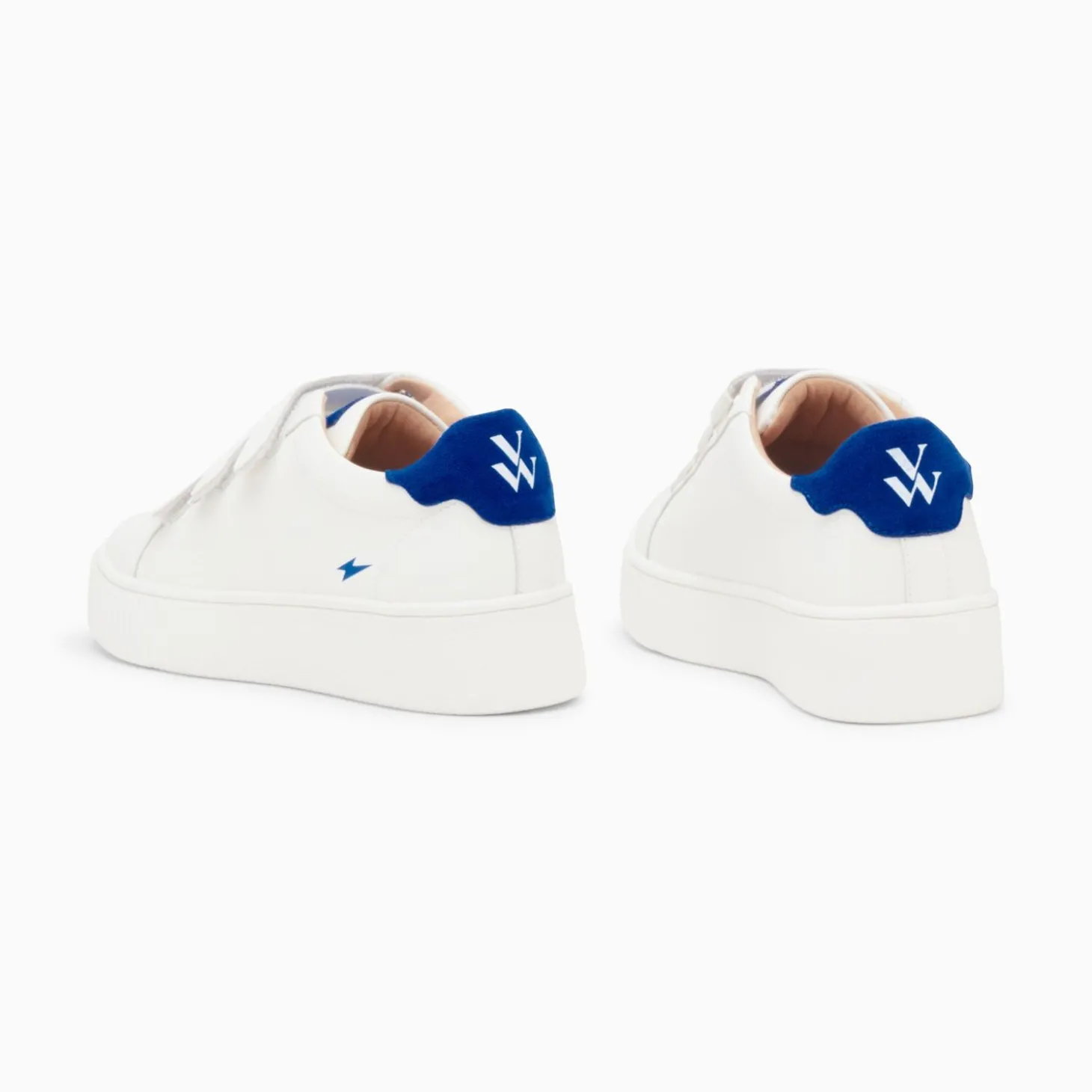 Baskets Mini Eclair Solange Blanc Et Bleu A Scratchs
