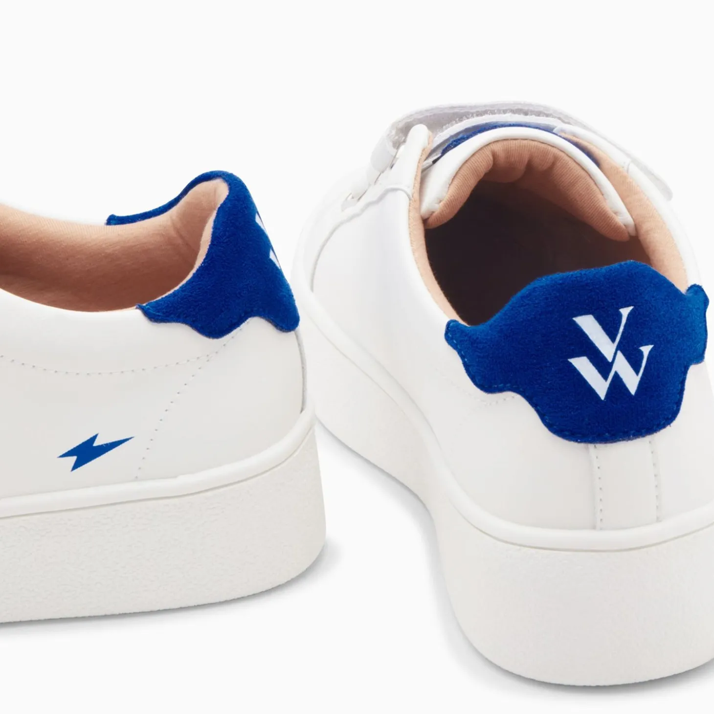 Baskets Mini Eclair Solange Blanc Et Bleu A Scratchs