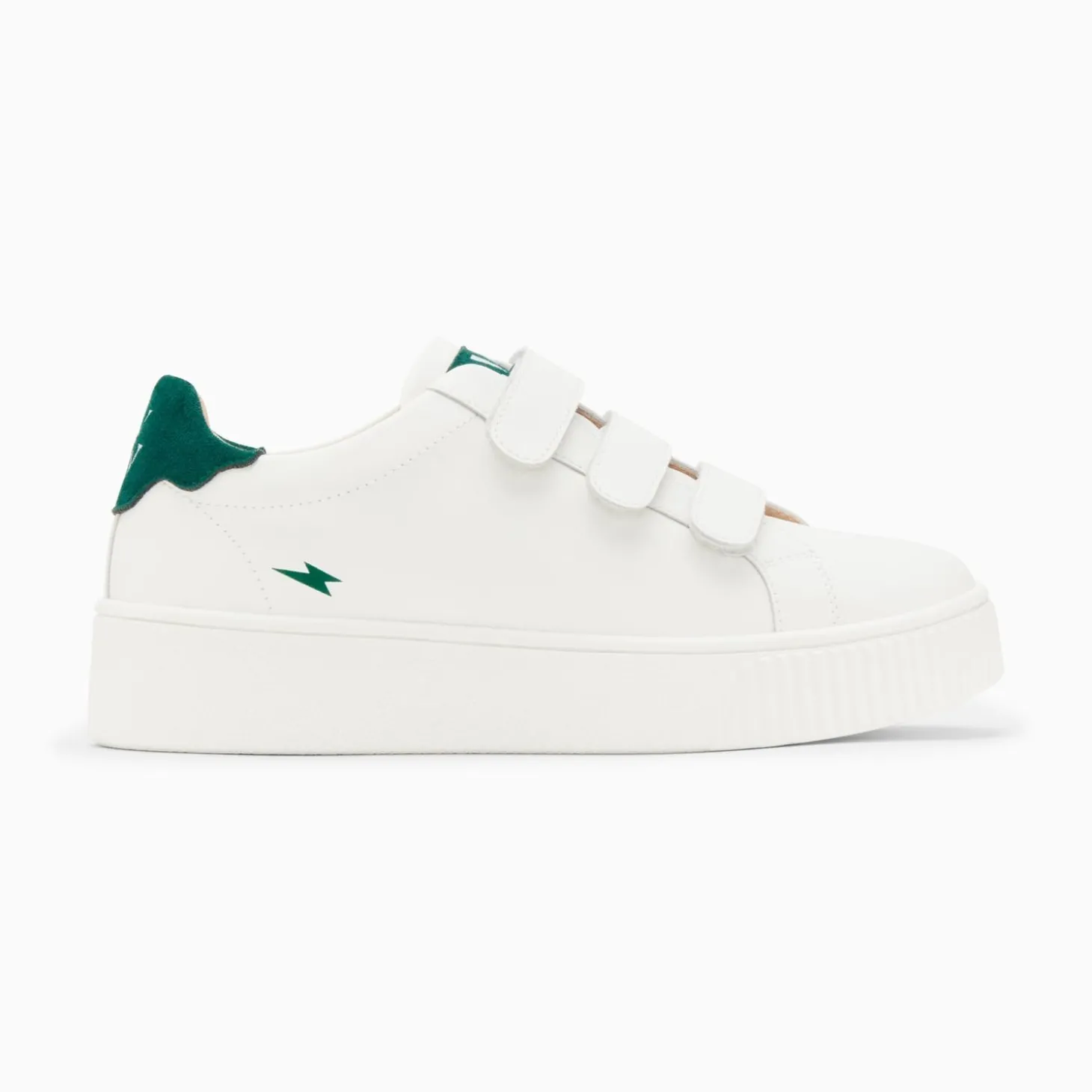 Baskets Mini Eclair Solange Blanc Et Vert A Scratchs