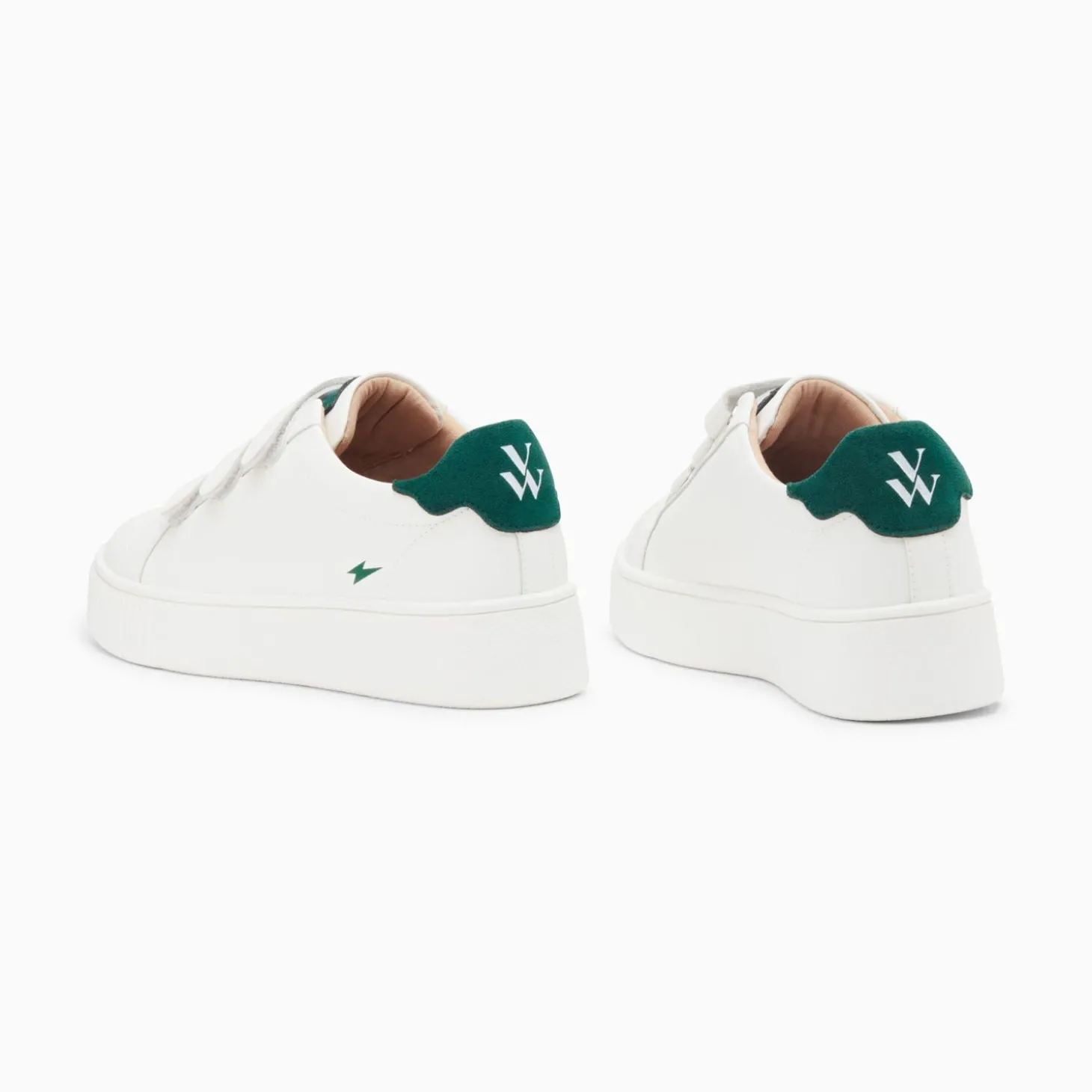 Baskets Mini Eclair Solange Blanc Et Vert A Scratchs