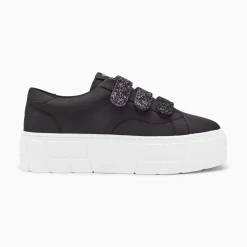 Baskets Monica Noires A Scratchs Glitter Et Plateforme