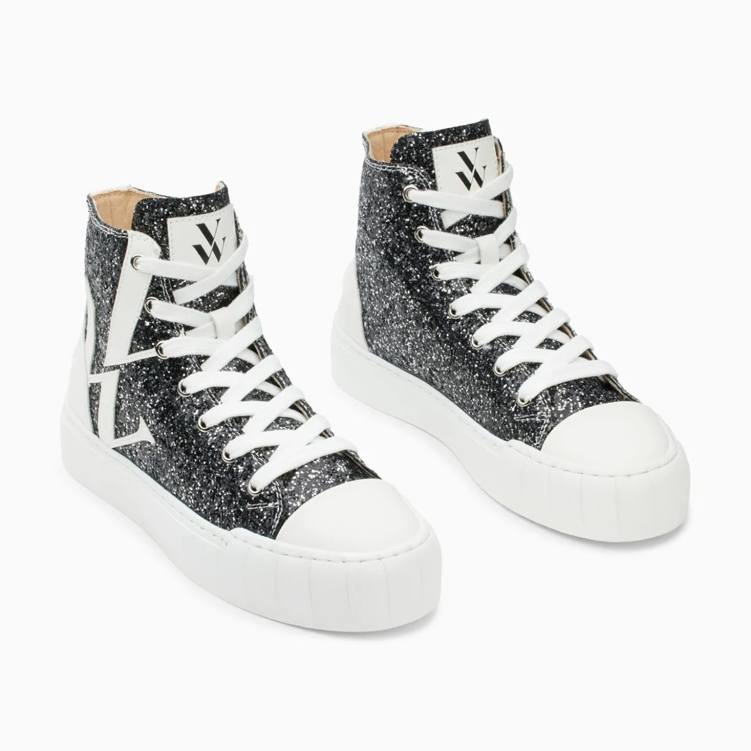 Baskets Monogramme Alix Montantes A Paillettes Noires