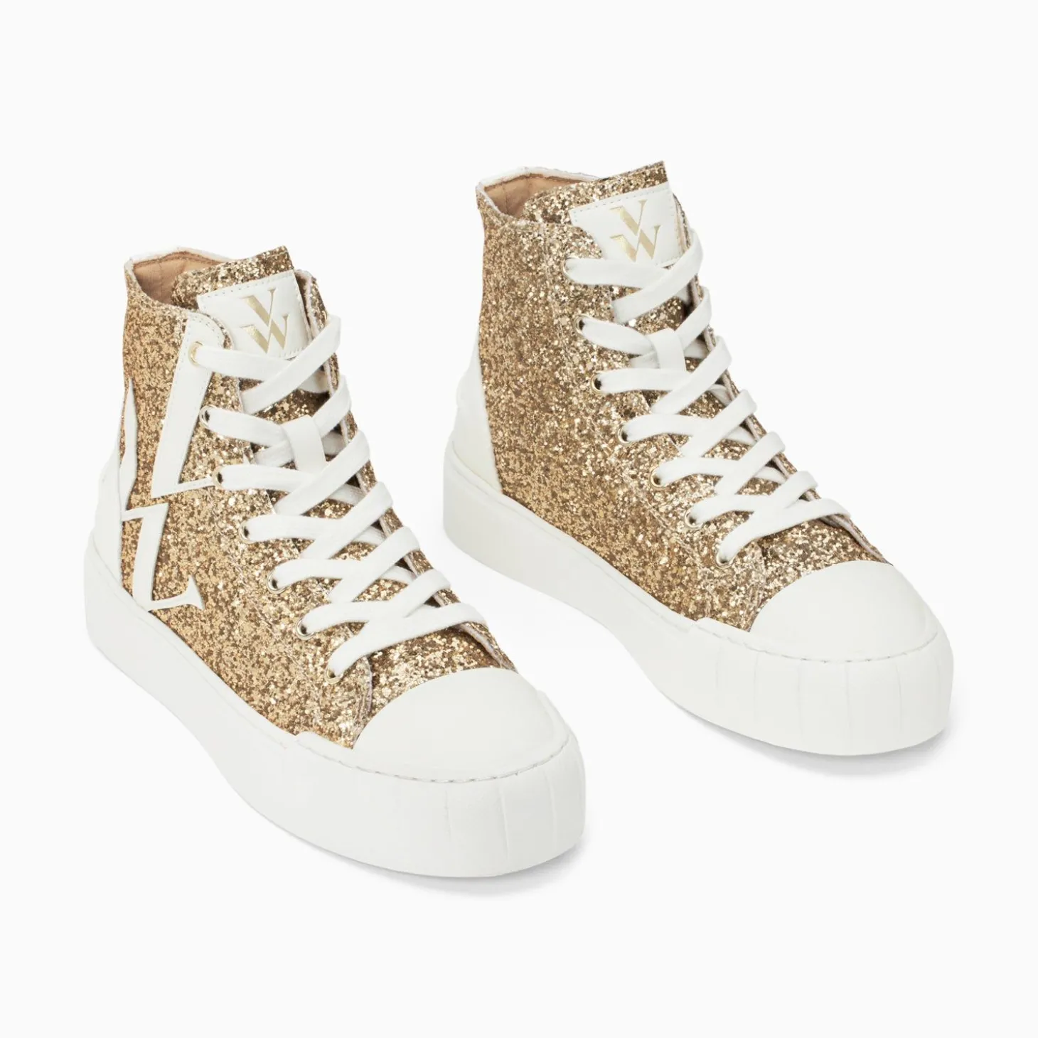 Baskets Monogramme Alix Montantes A Paillettes Or