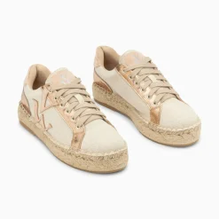 Baskets Monogramme Aurore Rose Et Rose Gold A Semelle Espadrille