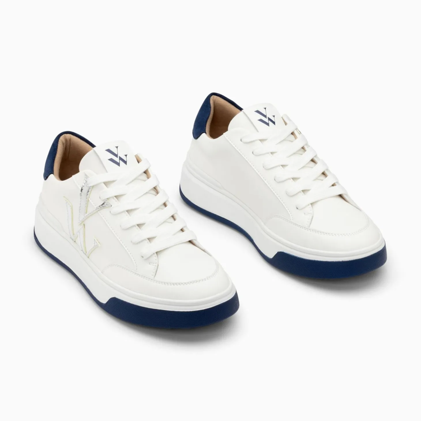 Baskets Monogramme Candice Blanc Et Bleu