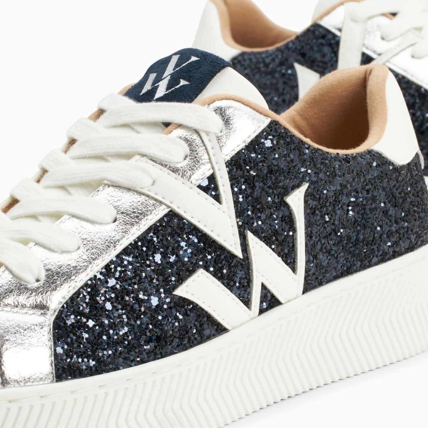Baskets Monogramme Estelle A Paillettes Bleues