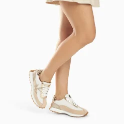 Baskets Monogramme Faustine Ivoire Et Beige A Semelle Running