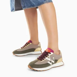 Baskets Monogramme Faustine Beige Et Kaki A Semelle Running