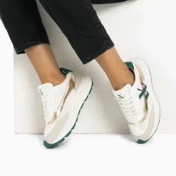 Baskets Monogramme Lana Vert Et Or A Semelle Oversize