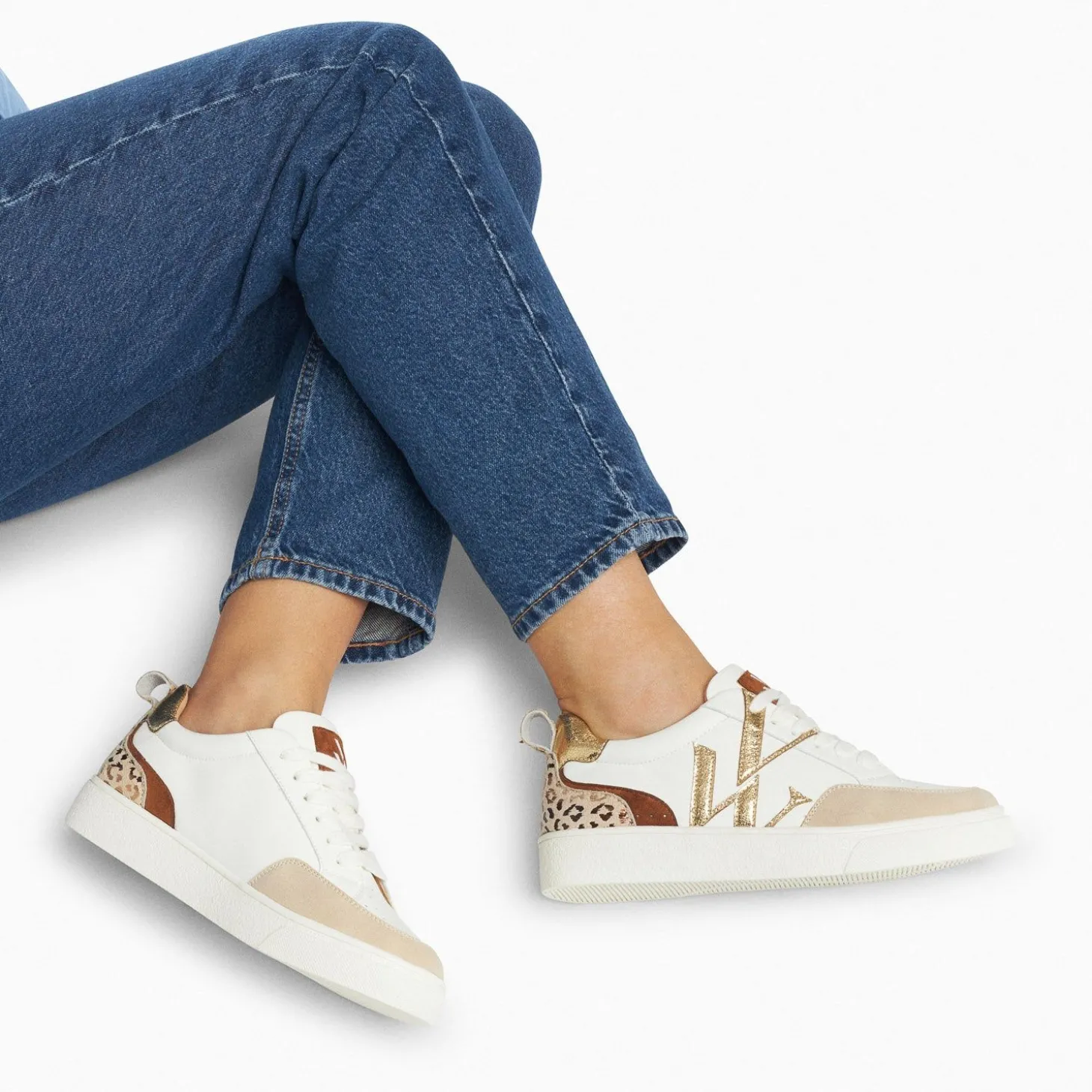 Baskets Monogramme Luna Blanc Et Or