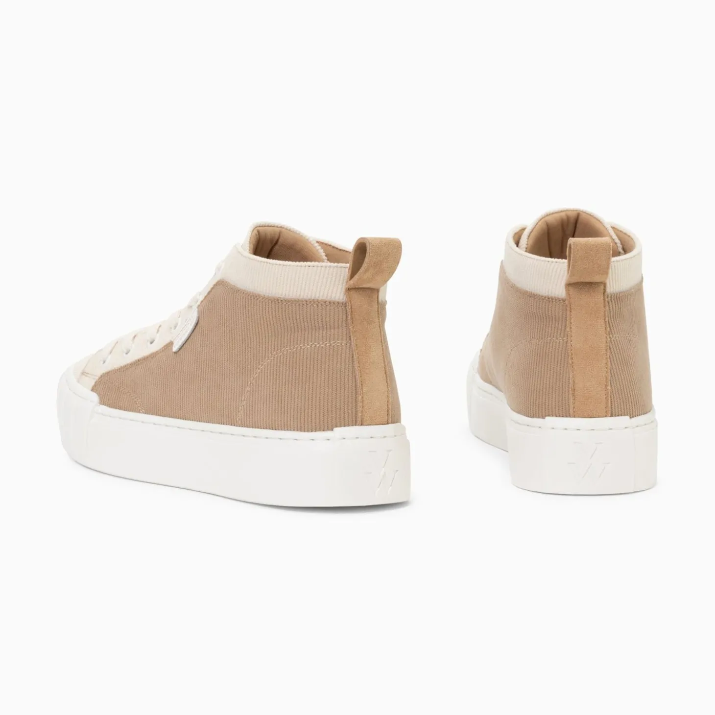 Baskets Montantes Clarisse Cotelees Beige Et Taupe