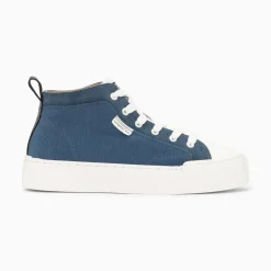 Baskets Montantes Clarisse Cotelees Bleu Et Blanc