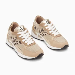Baskets Montorgueil Beige Et Leopard A Lacets