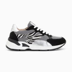 Baskets Montorgueil Noir Et Zebre A Lacets