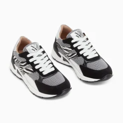 Baskets Montorgueil Noir Et Zebre A Lacets