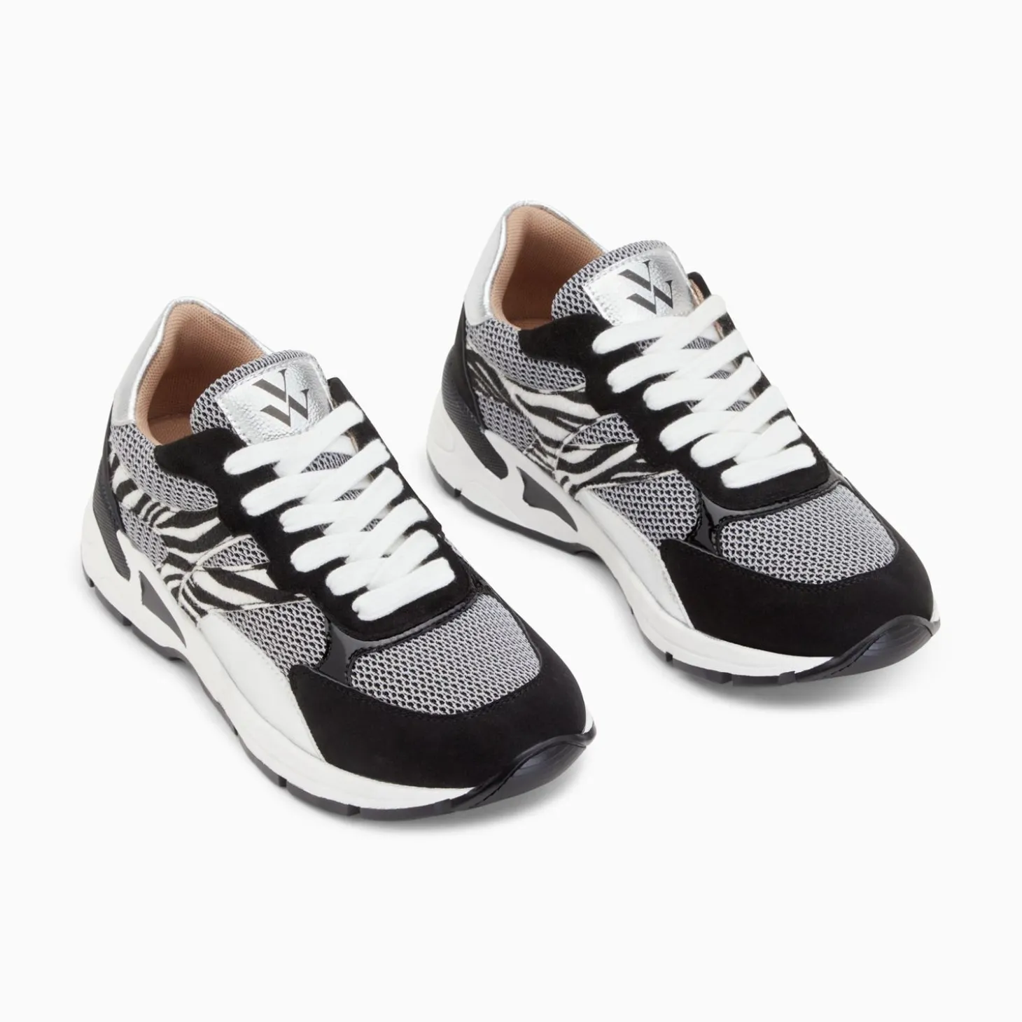 Baskets Montorgueil Noir Et Zebre A Lacets