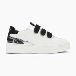 Baskets Nahia Blanc Et Argent A Scratchs Noirs