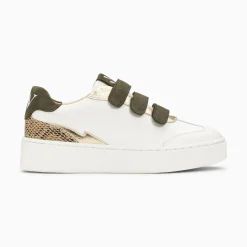 Baskets Nahia Blanc Et Or A Scratchs Kaki