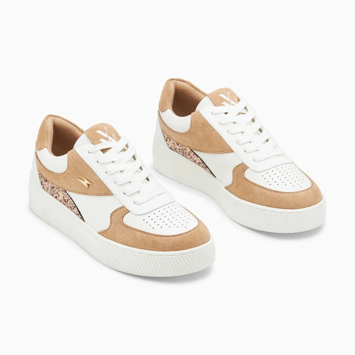 Baskets Nassita Beige Et Rose Gold A Lacets