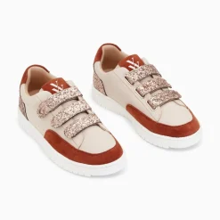 Baskets Paloma Nude Et Marron A Scratchs Glitter