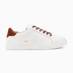 Baskets Steph Blanc Et Marron A Lacets Leopard