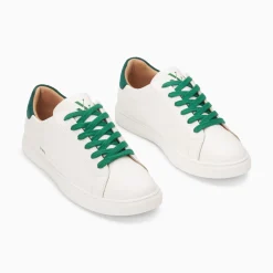 Baskets Steph Blanc Et Vert Sapin A Lacets
