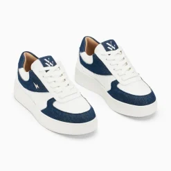 Baskets Theonie Blanc Et Denim A Lacets