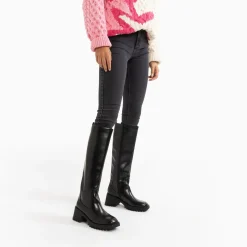 Bottes De Pluie Solaine Noires A Talon Crante