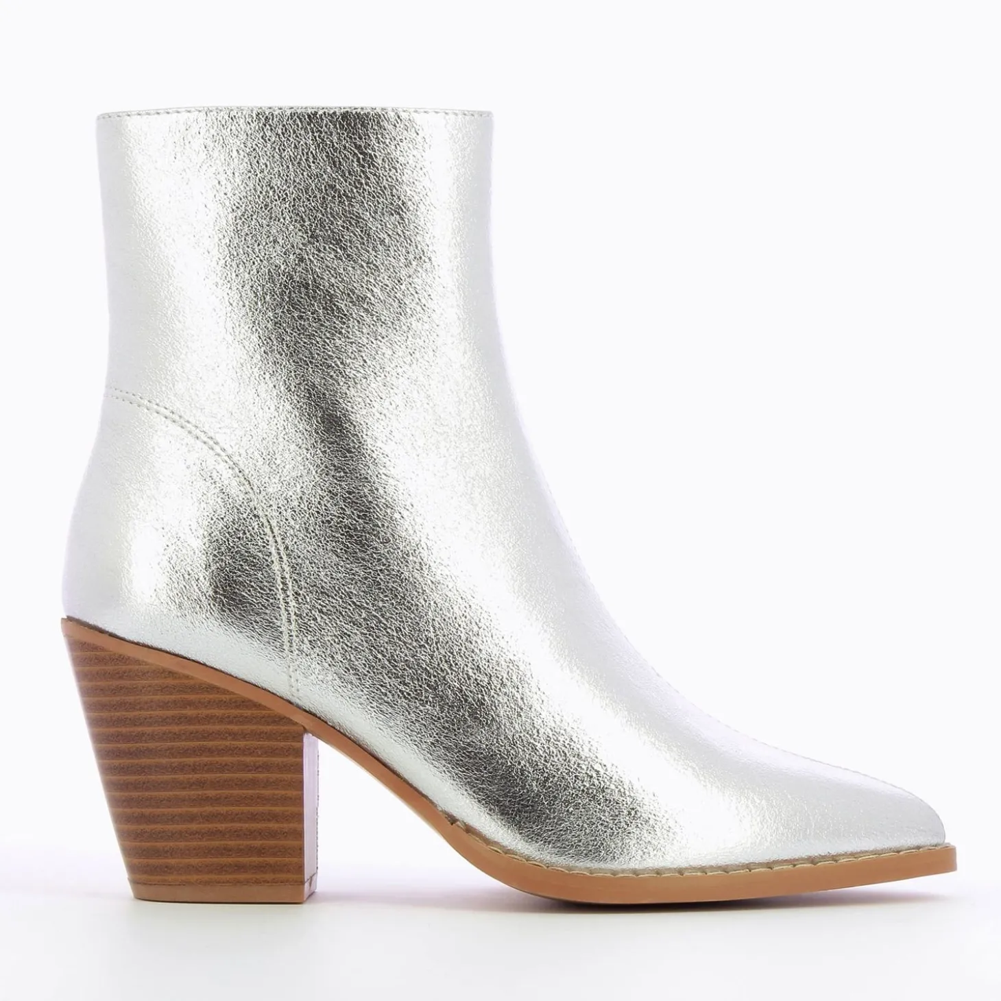 Bottines A Talon Julia Argent Effet Texture