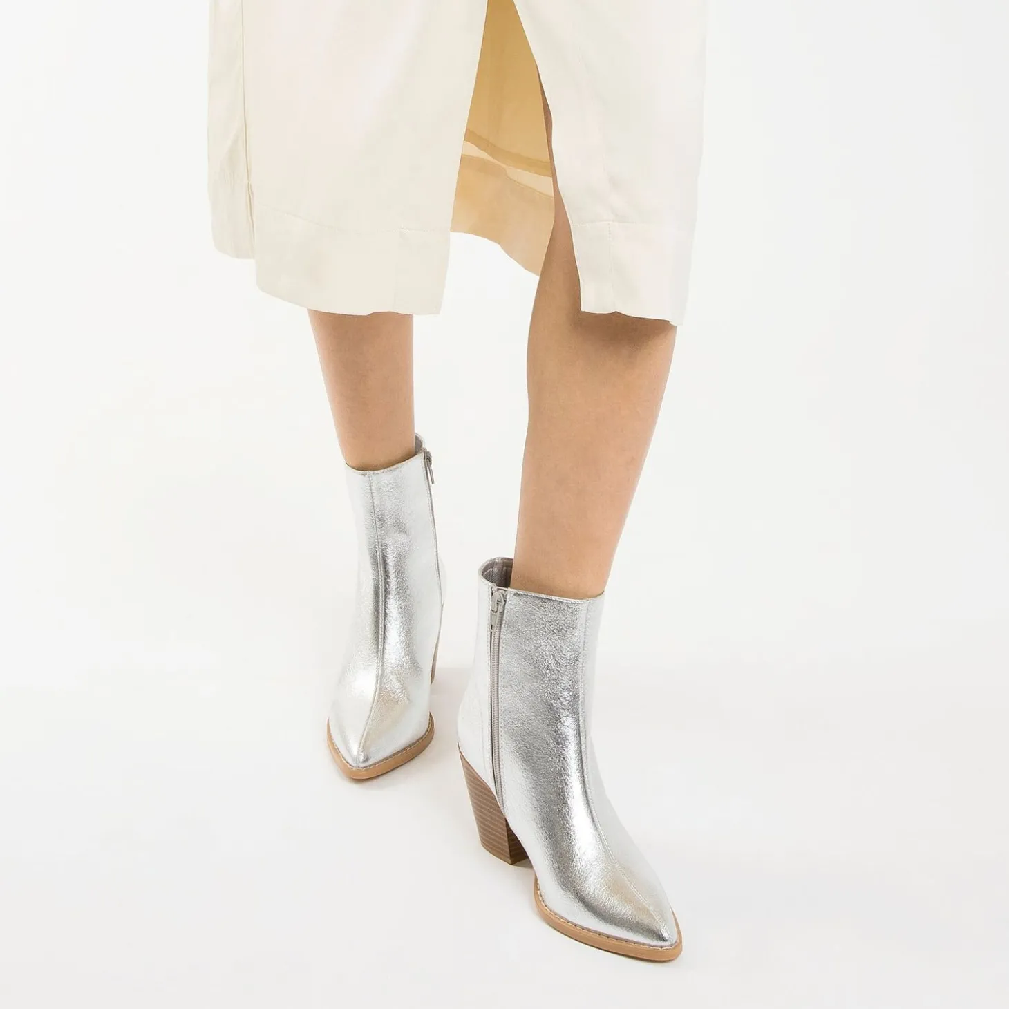 Bottines A Talon Julia Argent Effet Texture