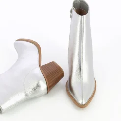 Bottines A Talon Julia Argent Effet Texture