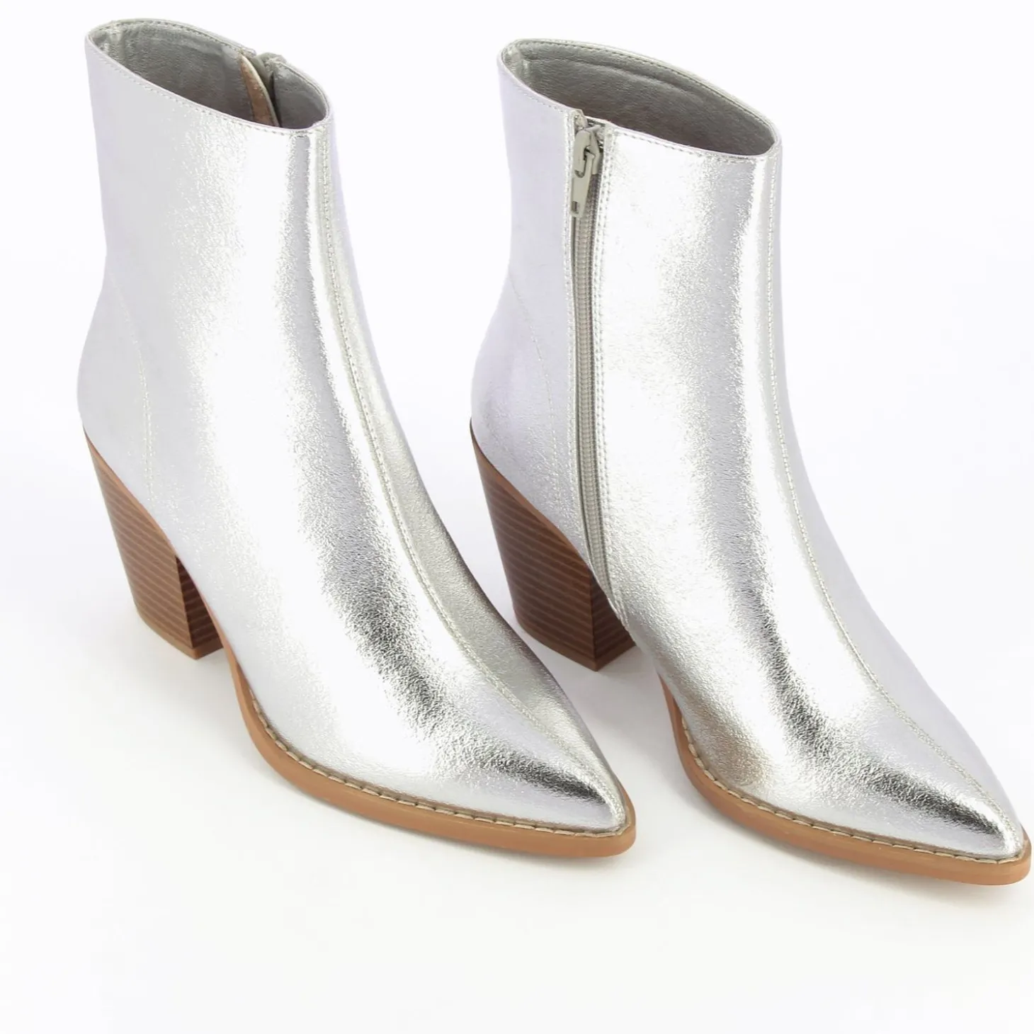 Bottines A Talon Julia Argent Effet Texture