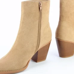 Bottines A Talon Julia En Suedine Beige