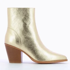 Bottines A Talon Julia Or Effet Texture