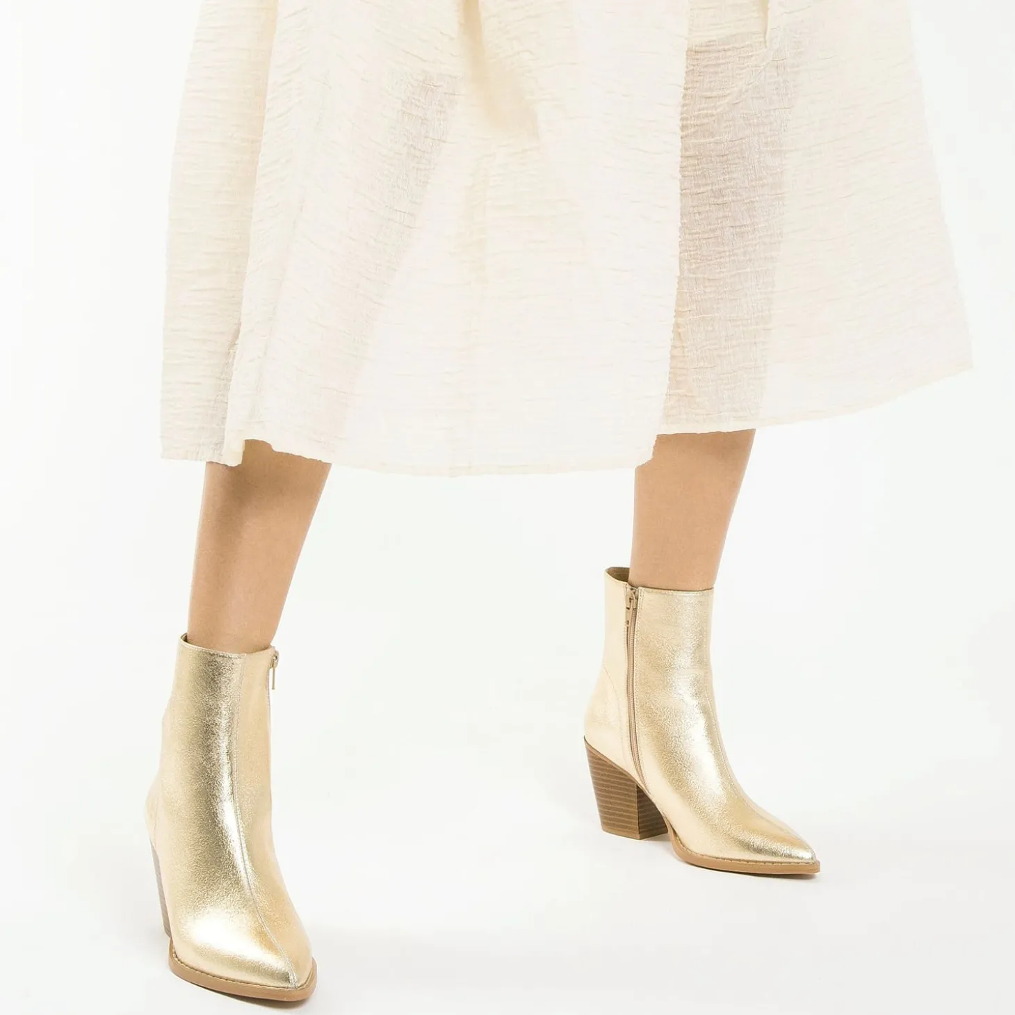 Bottines A Talon Julia Or Effet Texture