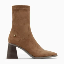 Bottines Chaussettes Alizee Marron A Talon Trapeze
