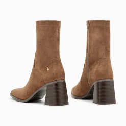 Bottines Chaussettes Alizee Marron A Talon Trapeze