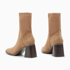 Bottines Chaussettes Alizee Beiges A Talon Trapeze