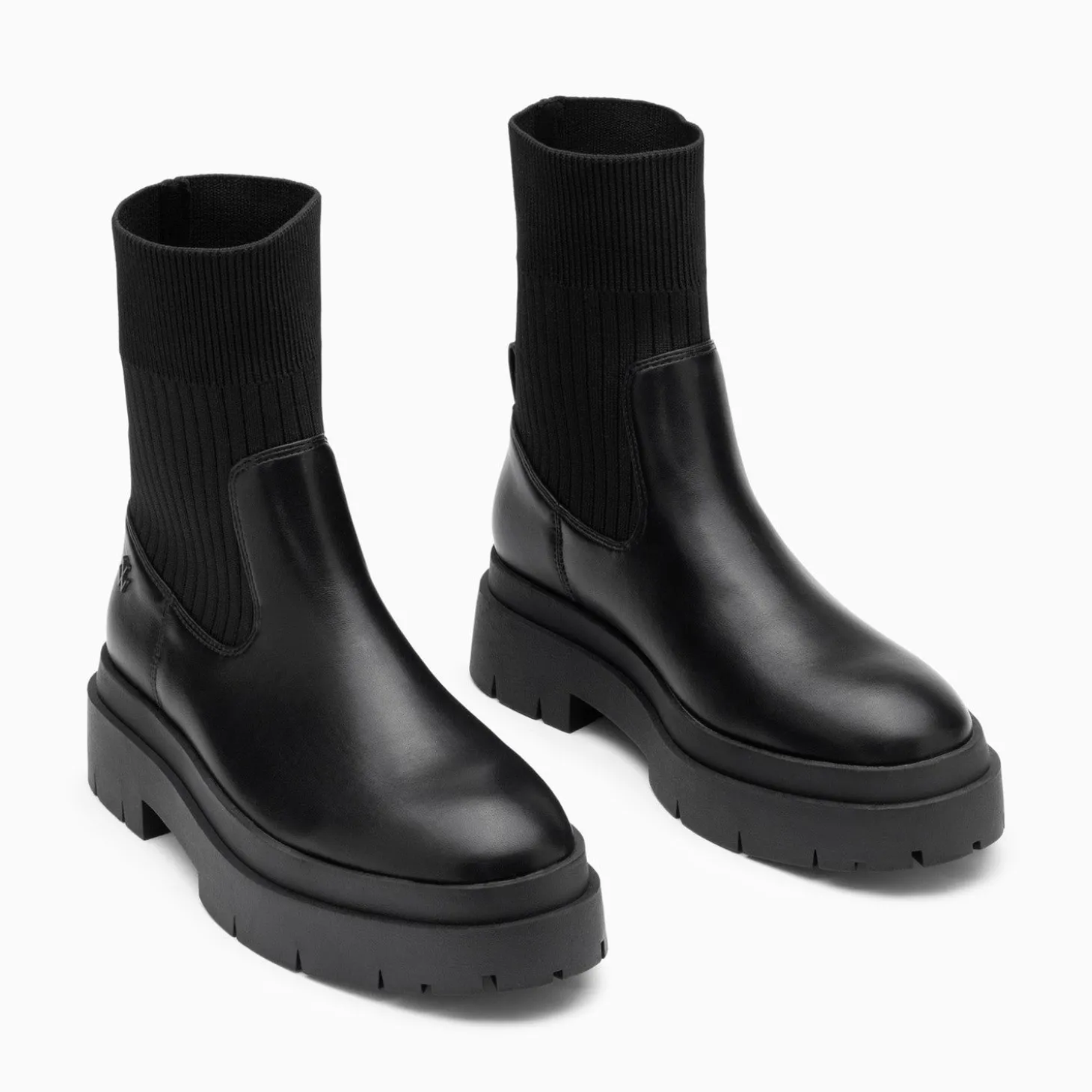 Bottines Chaussettes Elisa Noires A Plateforme Crantee