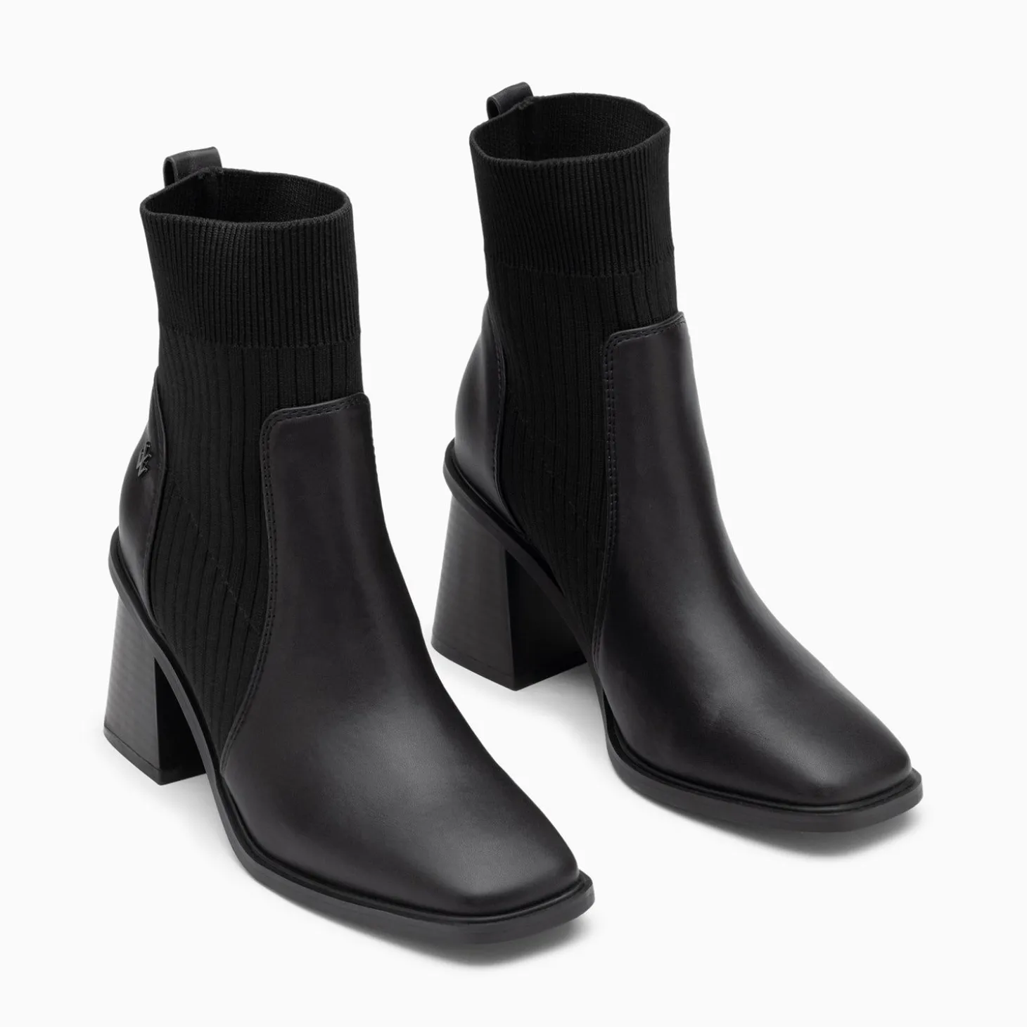 Bottines Chaussettes Jinger Noires A Talon Trapeze