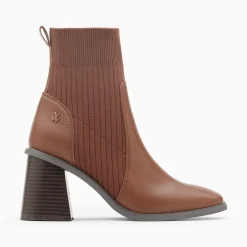 Bottines Chaussettes Jinger Marron A Talon Trapeze