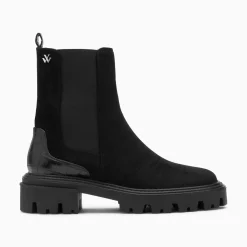 Bottines Chelsea Greta Noires A Contrefort Croco