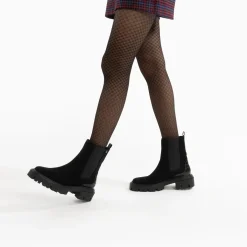 Bottines Chelsea Greta Noires A Contrefort Croco