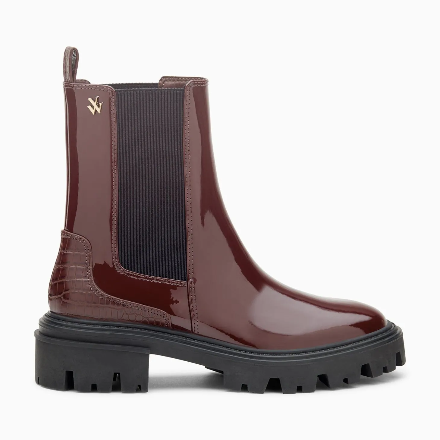 Bottines Chelsea Pamela Bordeaux Vernies A Semelle Crantee