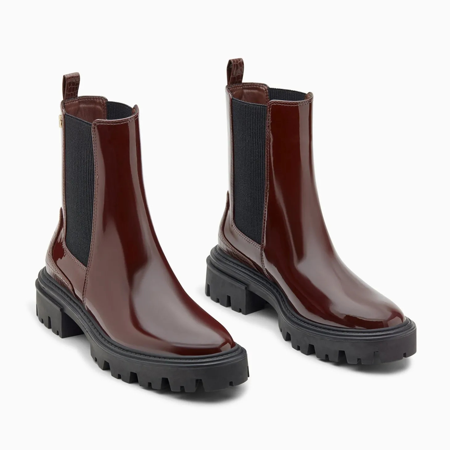 Bottines Chelsea Pamela Bordeaux Vernies A Semelle Crantee