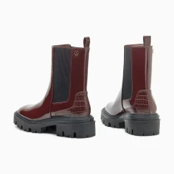 Bottines Chelsea Pamela Bordeaux Vernies A Semelle Crantee
