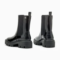 Bottines Chelsea Pamela Noires Vernies A Semelle Crantee