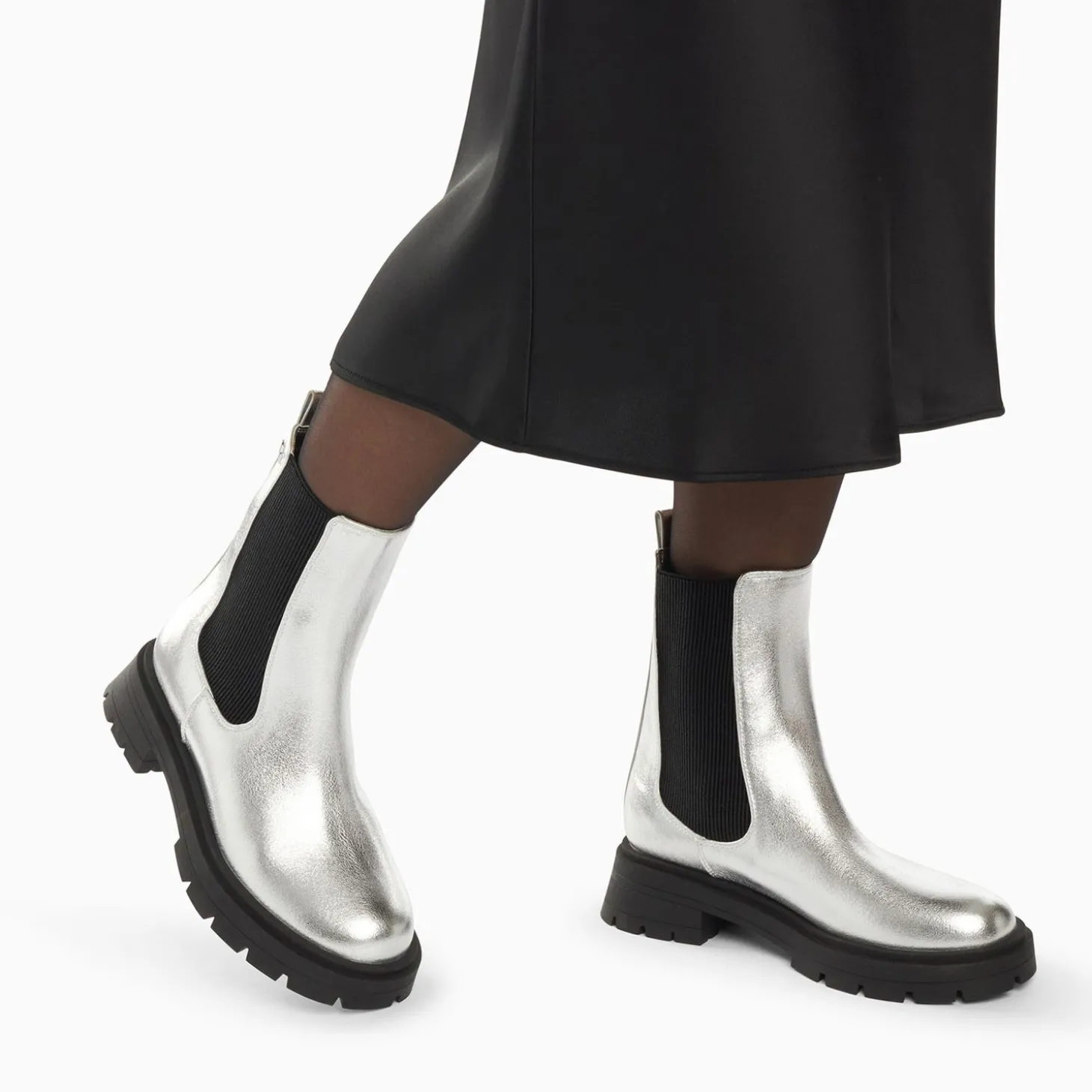 Bottines Chelsea Phoebe Argent A Semelle Oversize