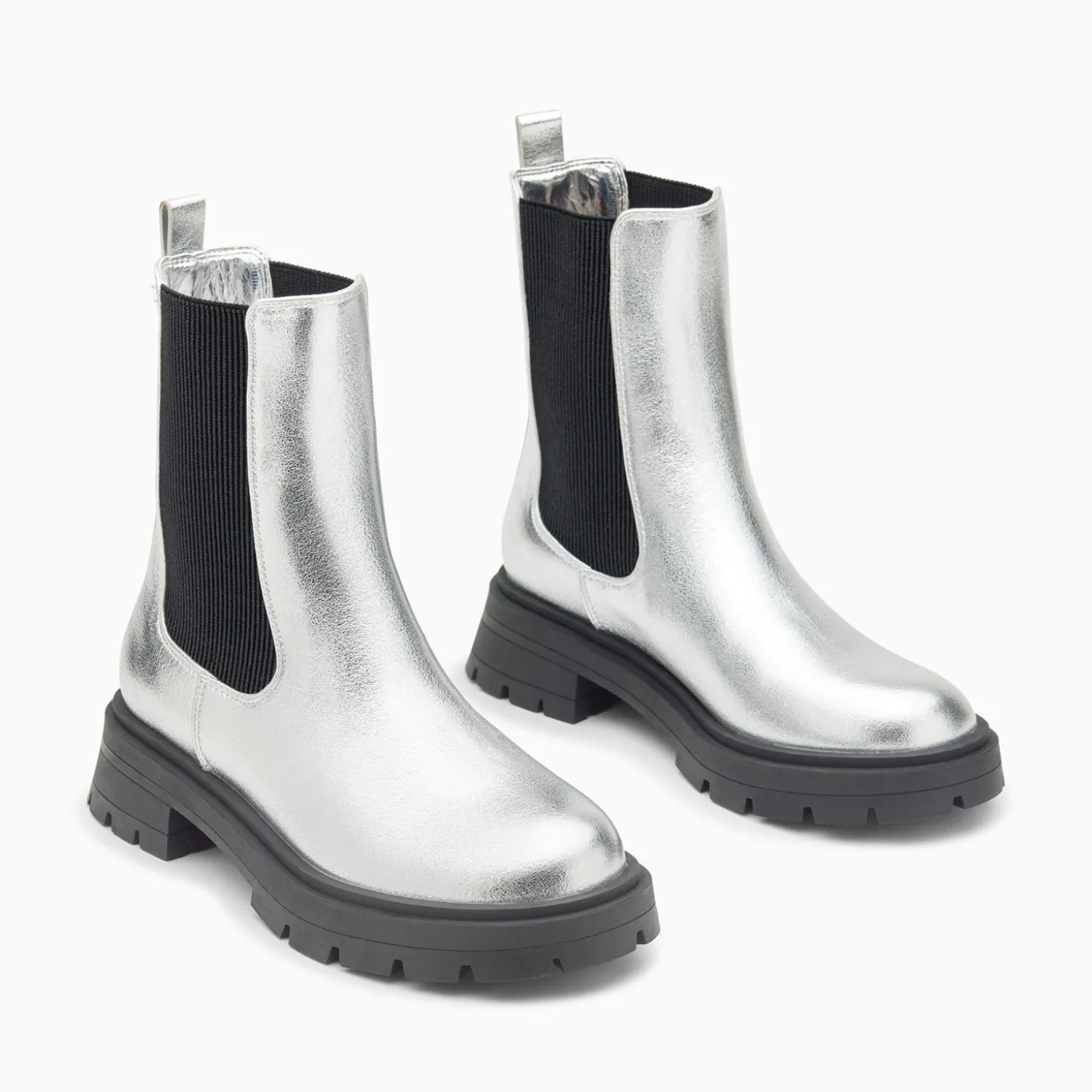 Bottines Chelsea Phoebe Argent A Semelle Oversize