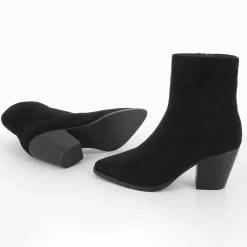 Bottines Constance A Talon En Suedine Noire